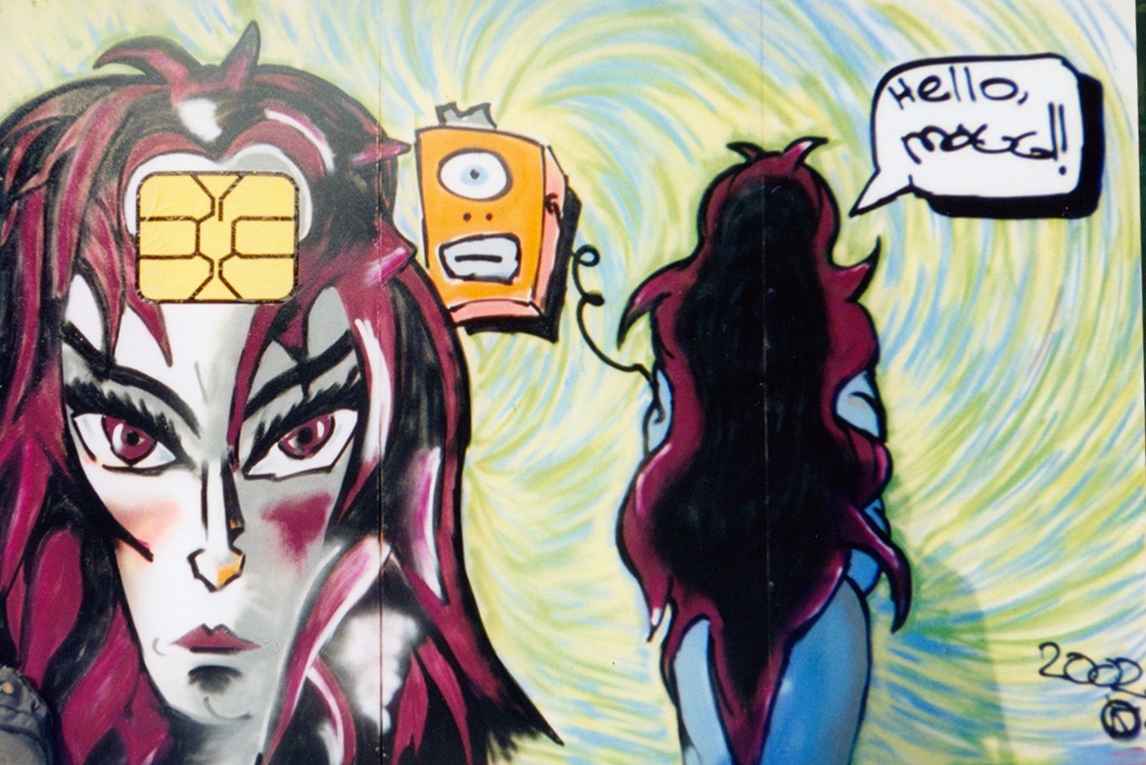 Граффити в виде карты для таксофона, фестиваль «Арт-коннект»